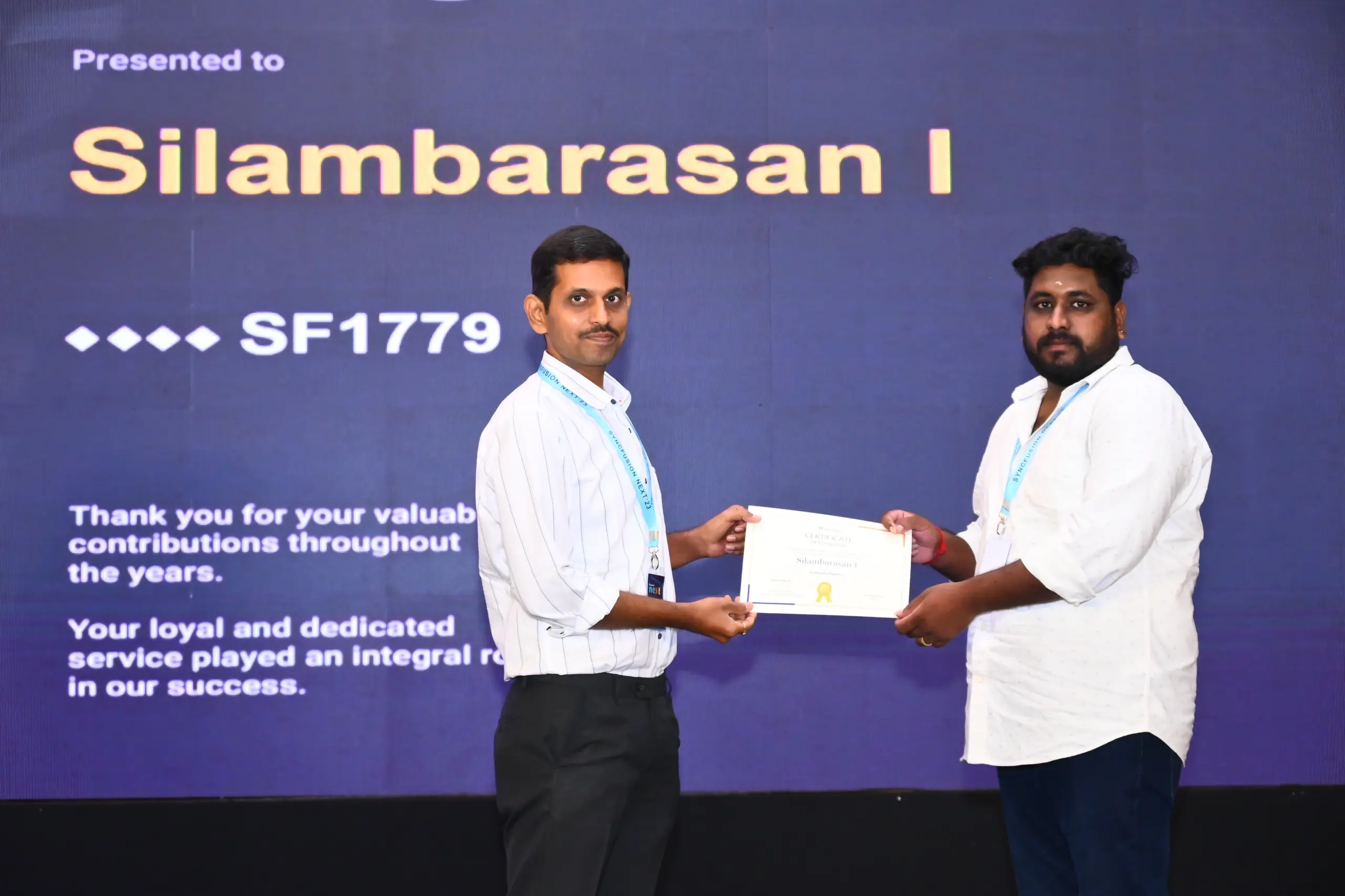 Silambarasan Ilango Receiving Certificate