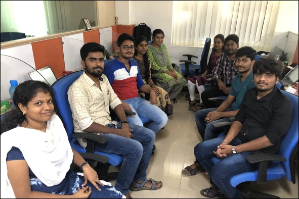 Suresh Ram Chandrasekaran With Team Members In Discussion