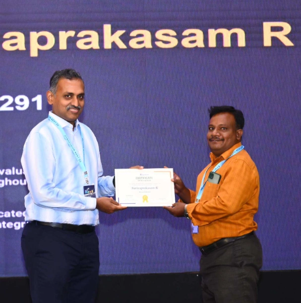 Suriyaprakasam Rajavel Receiving Certificate