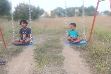 Suriyaprakasam Rajavel With Children At Playground