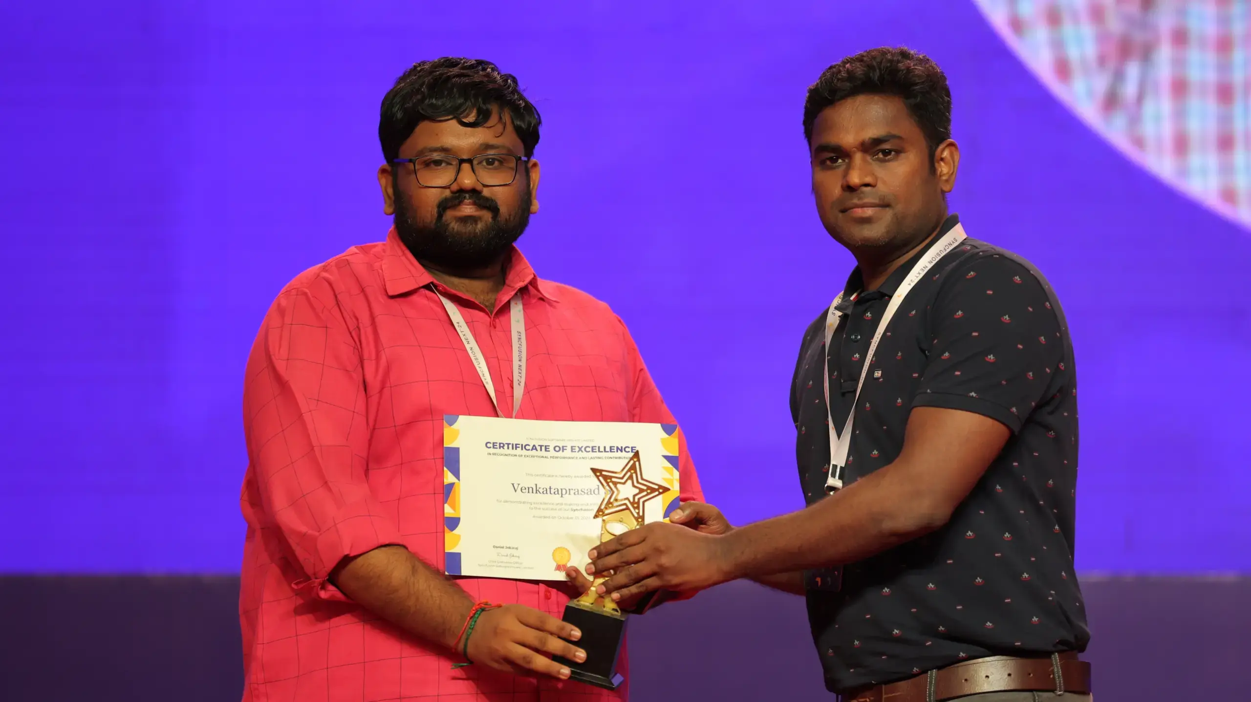 Venkataprasad Subramani Receiving an Award