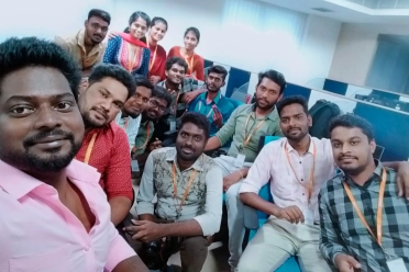 Vijay Raja With Colleagues At Workspace