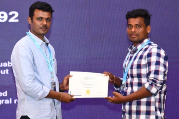 Vijayaraj Angappan Receiving Certificate