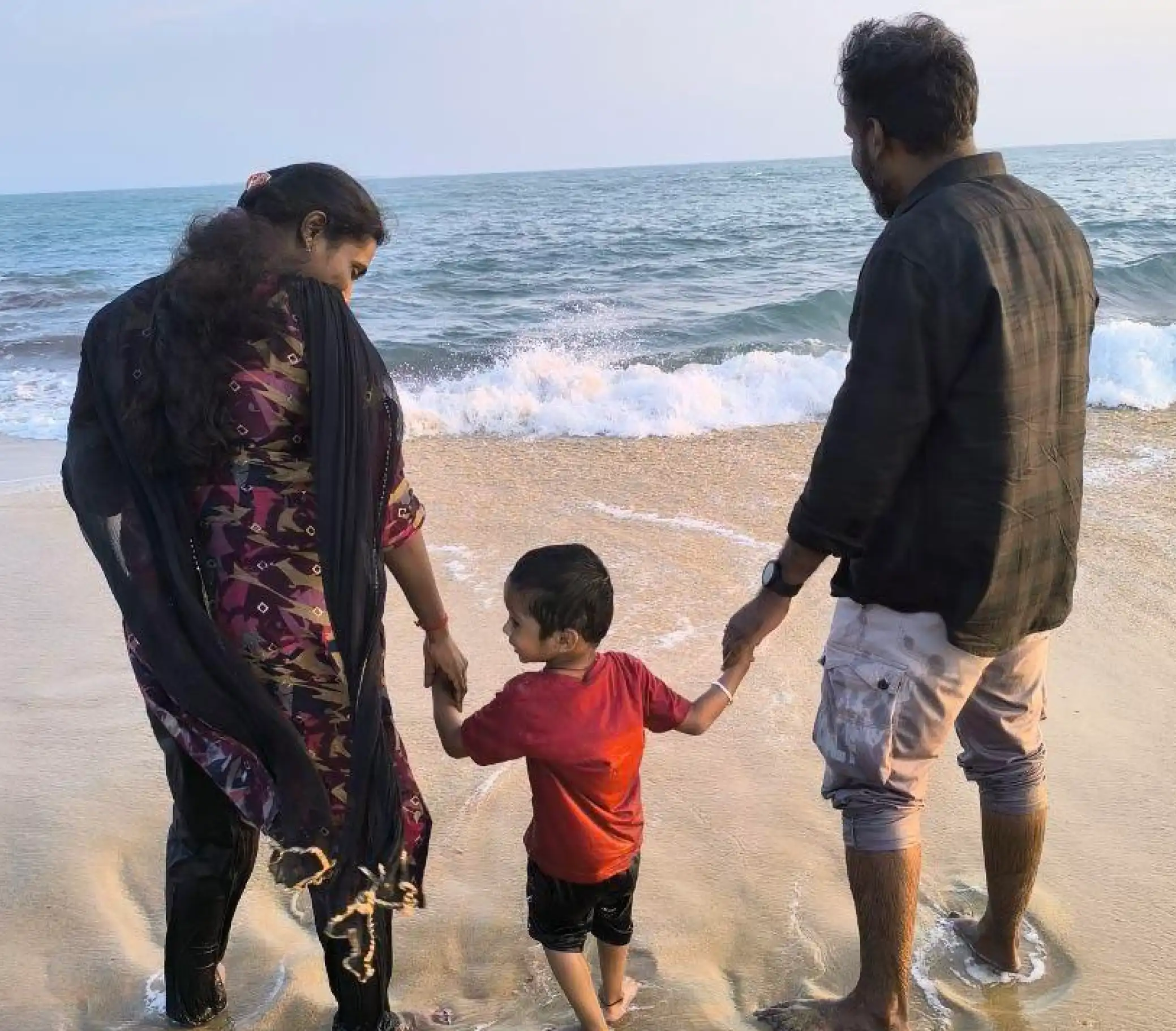 Vikas Sekar with Daughter at Beach