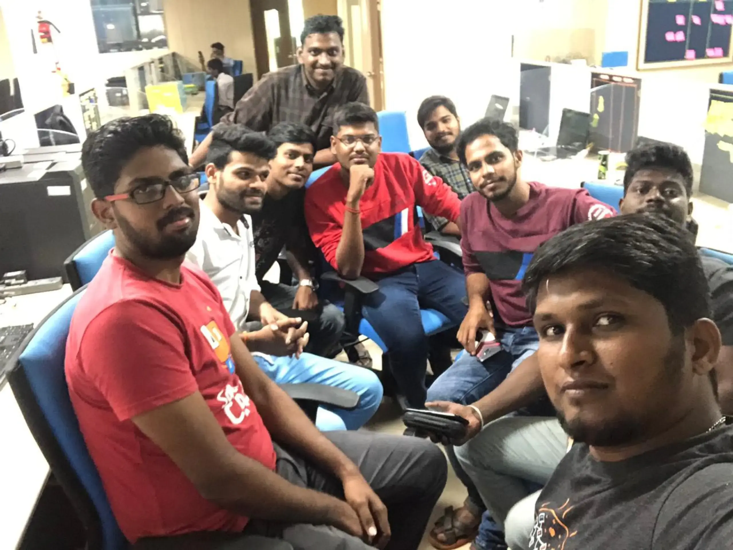 Vinoth srinivasan with team mates in syncfusion office