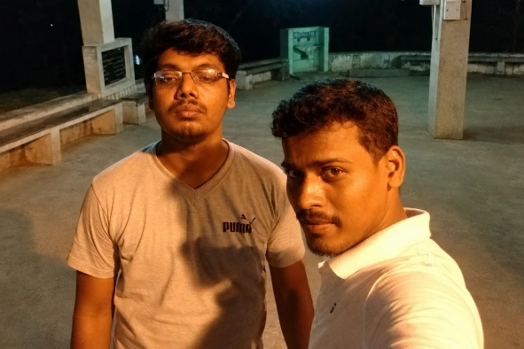 Vivek Sankar With Friend Outside