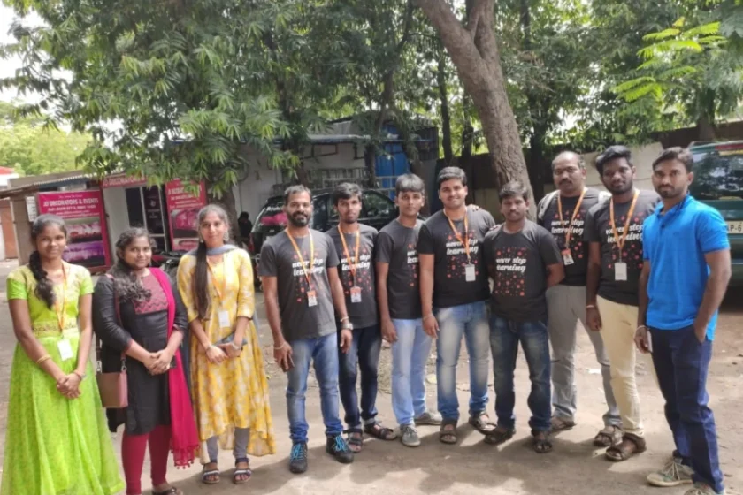 Gobalakrishnan with team mates in an event