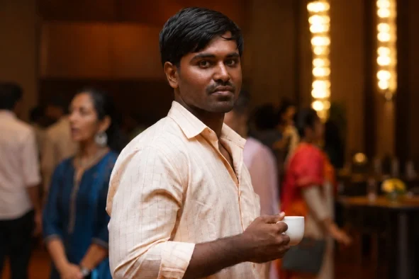 Sasi kumar holding cup in hand