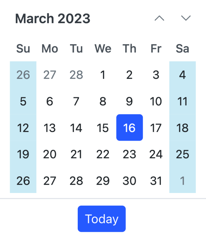 Core Calendar Control Inline Calendar Syncfusion