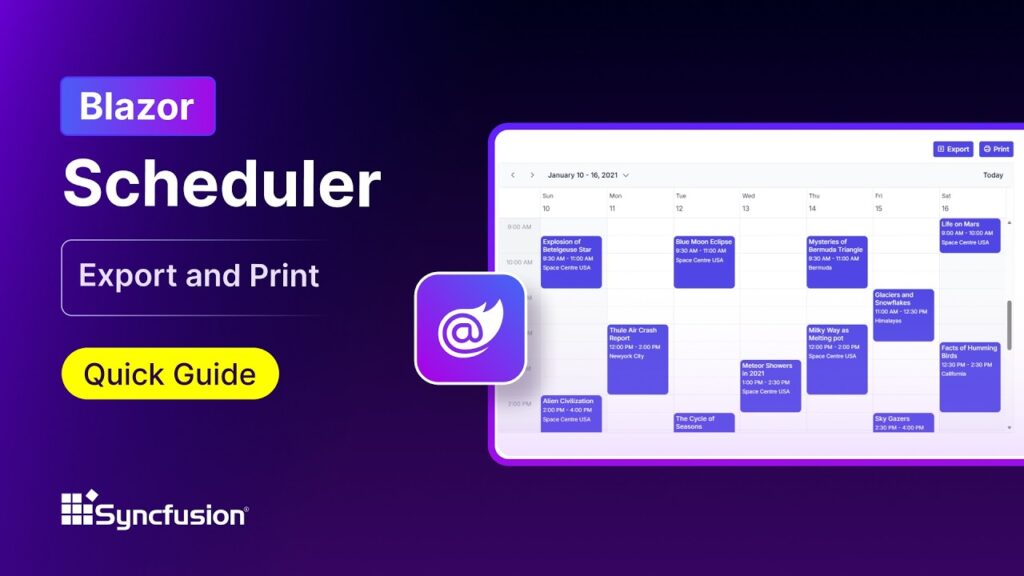 Blazor Scheduler: Export and Print Feature Walkthrough