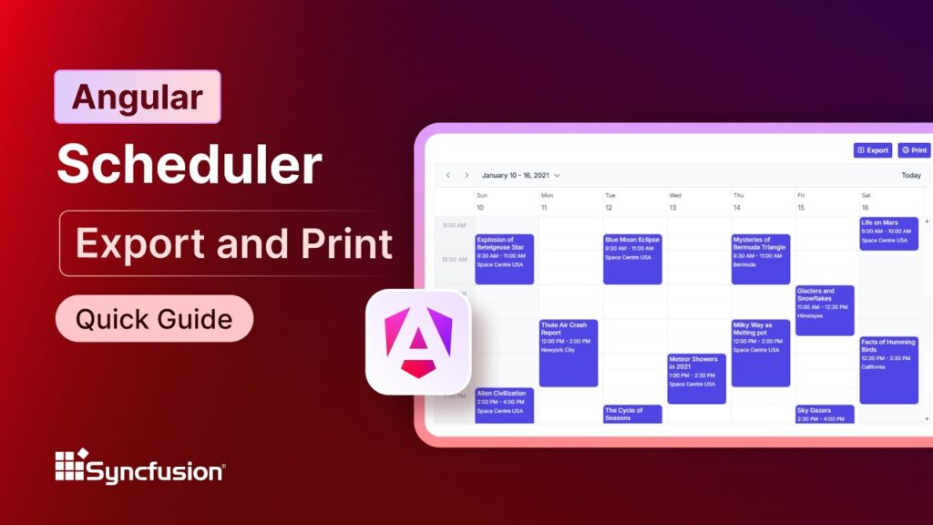 Angular Scheduler: Export and Print Feature Walkthrough