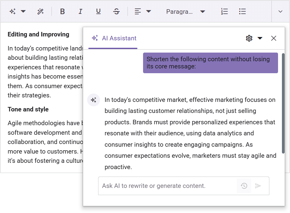 Angular Rich Text Editor AI assistant