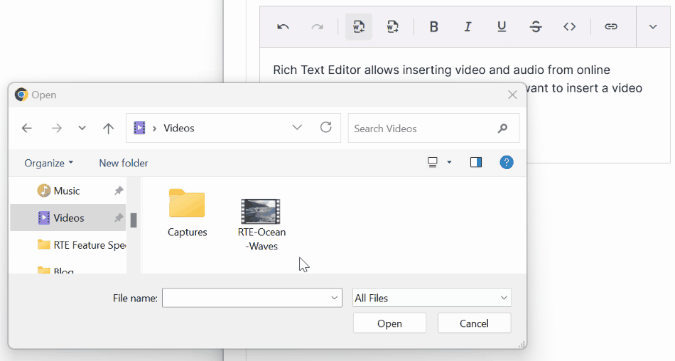 Angular Rich Text Editor media drag and drop