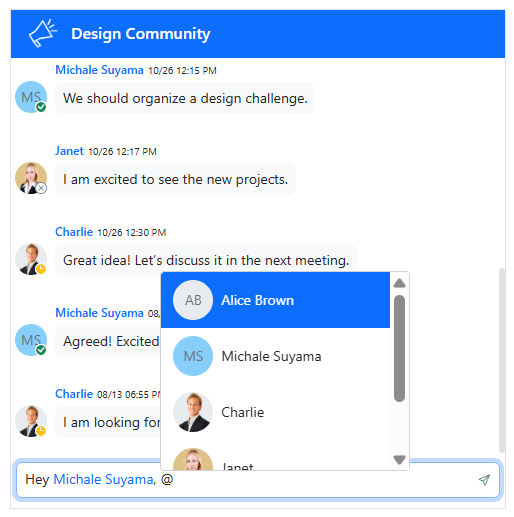 ASP.NET MVC Chat UI user mention