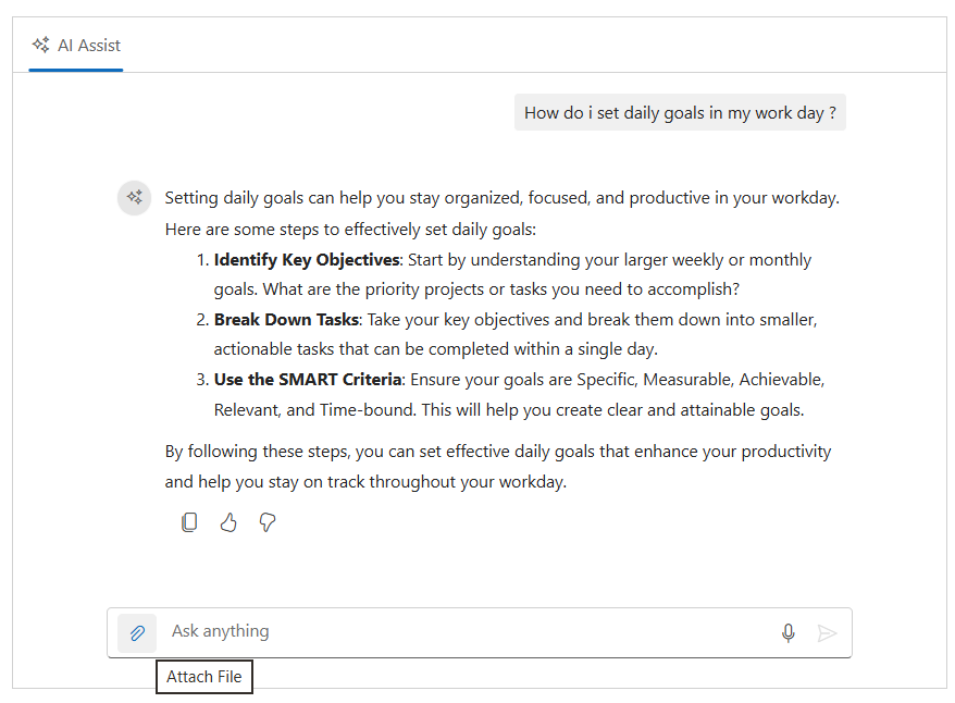 Blazor AI AssistView footer left items
