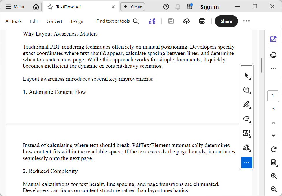 Text element support