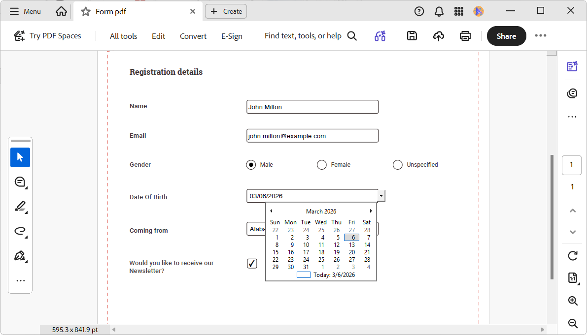 Text box field actions support