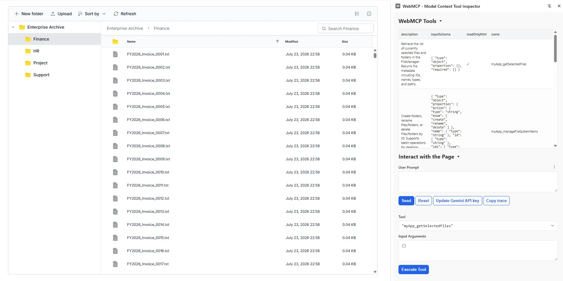 File Manager SDK WebMCP integration