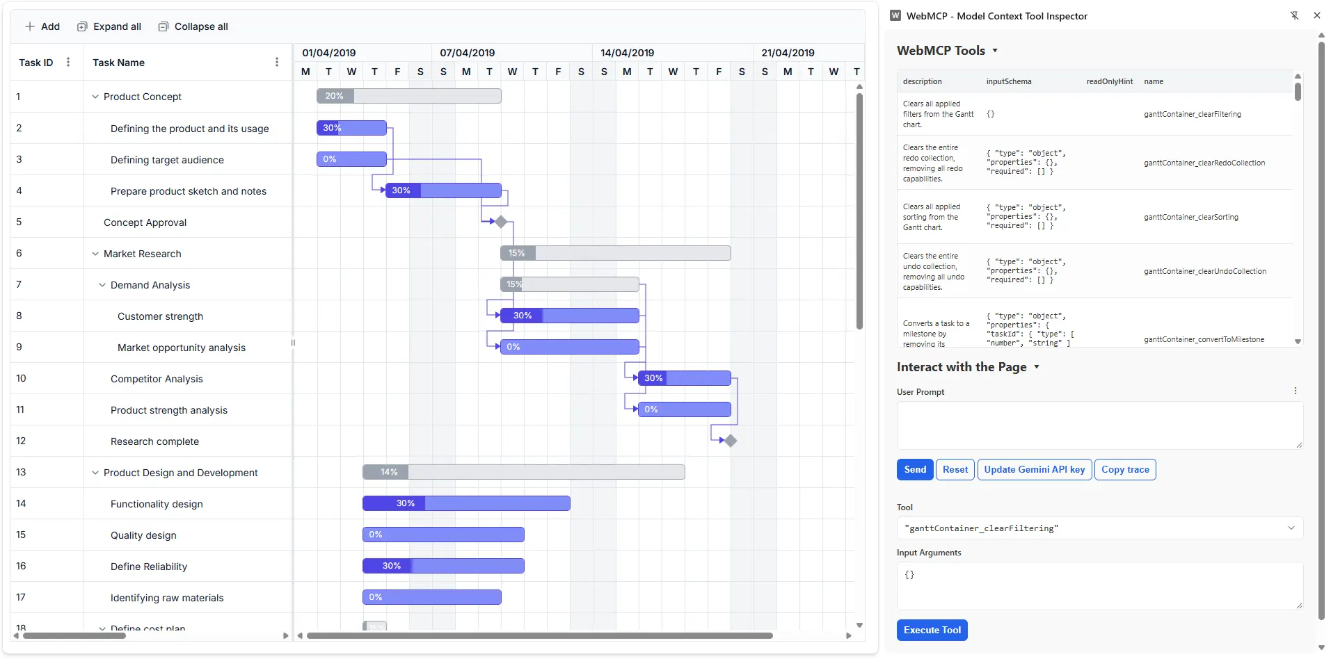 Web Gantt Chart WebMCP