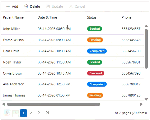 Blazor DataGrid Excel-like editing