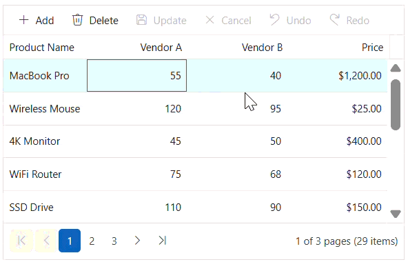 Blazor DataGrid undo and redo
