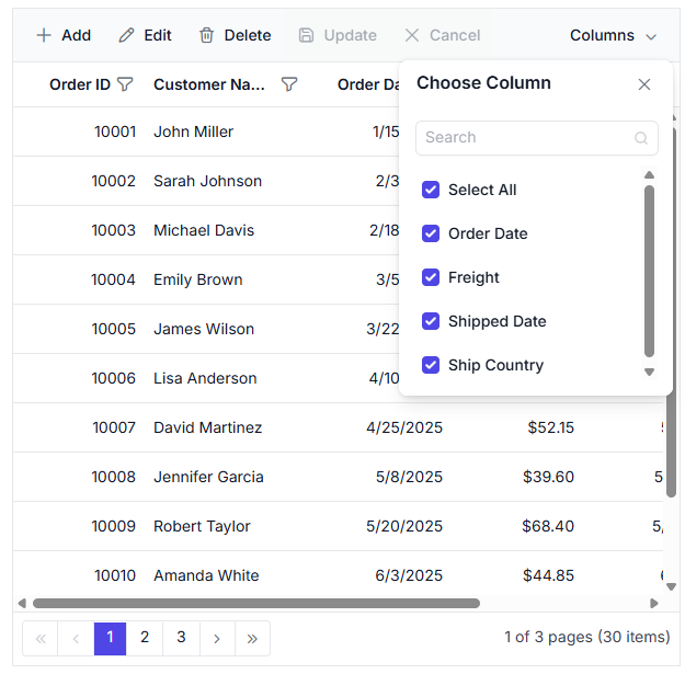 DataGrid show or hide columns with immediate mode