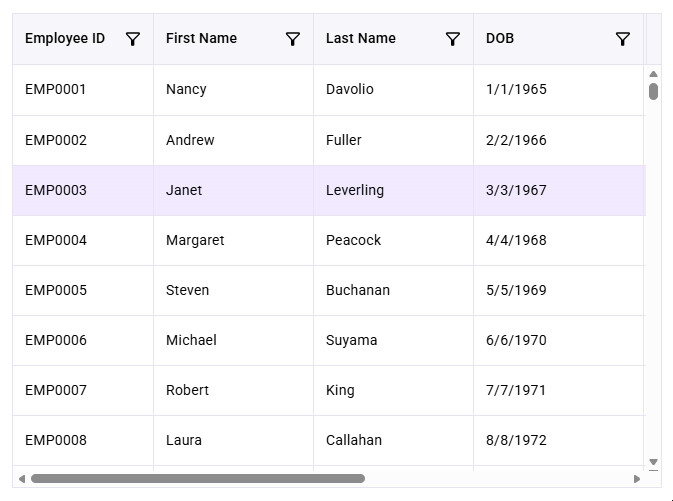 React DataGrid column reorder