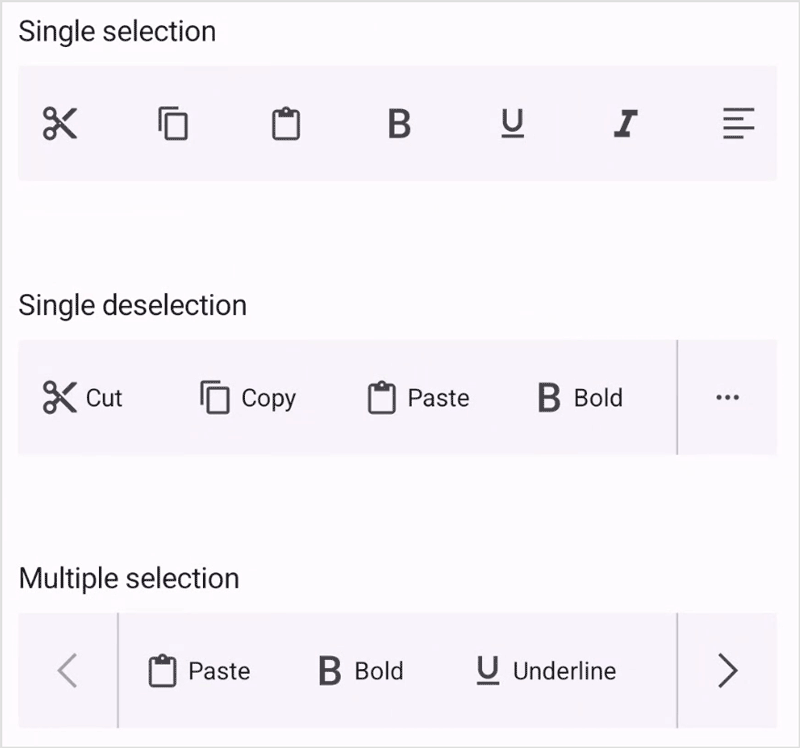 MAUI Toolbar selection modes.