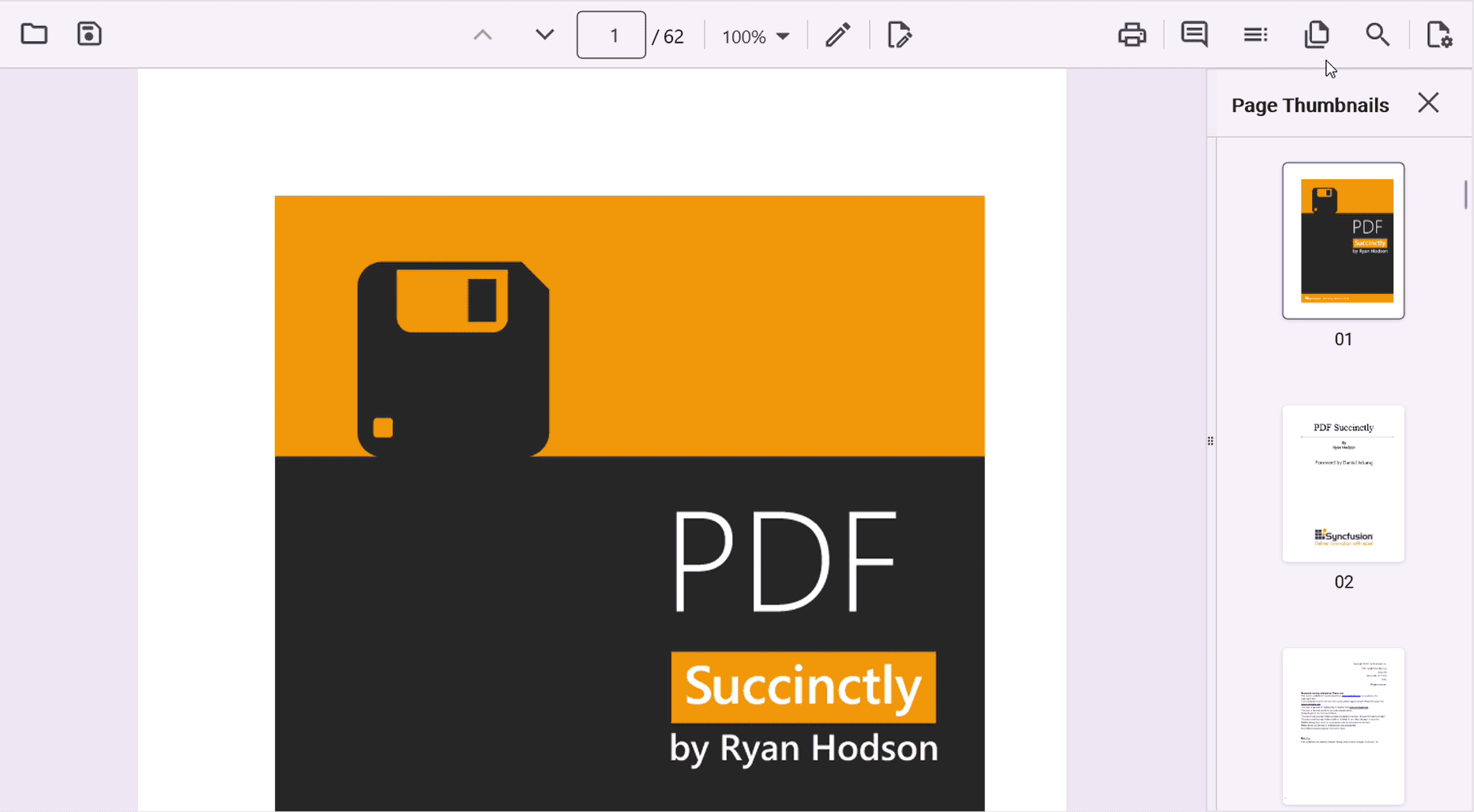 Thumbnail previews for PDF pages