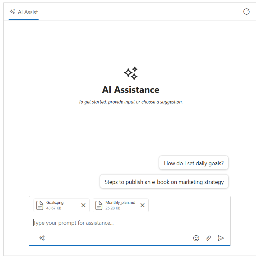 Footer toolbar in React AI AssistView