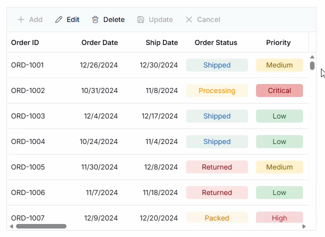 React Data Grid virtual scrolling