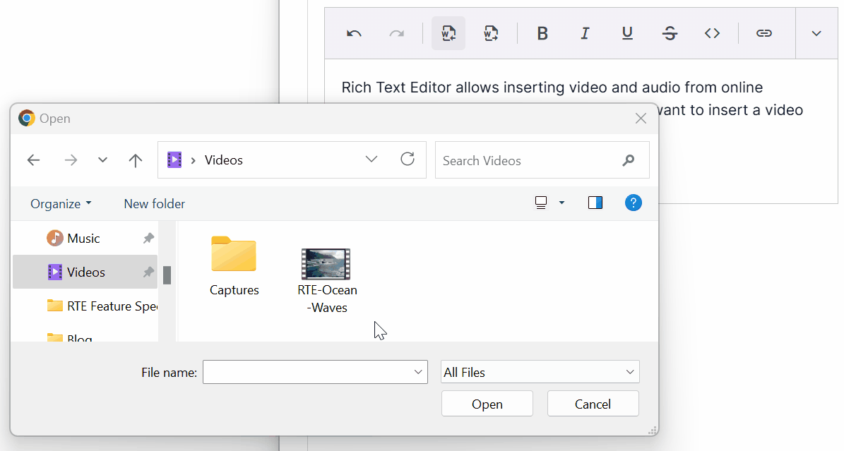 React Rich Text Editor media drag and drop