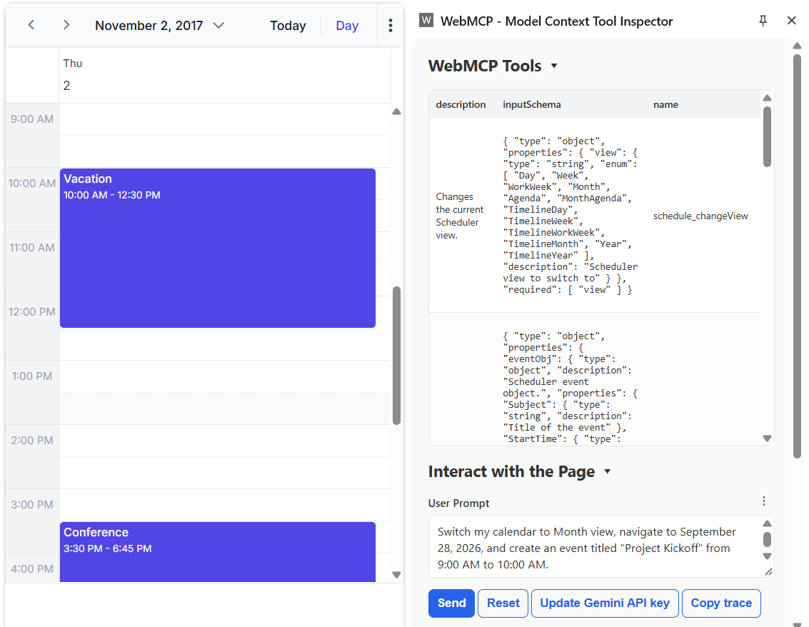 Scheduler WebMCP Integration