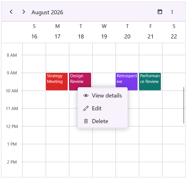 Context menu in .NET MAUI Scheduler