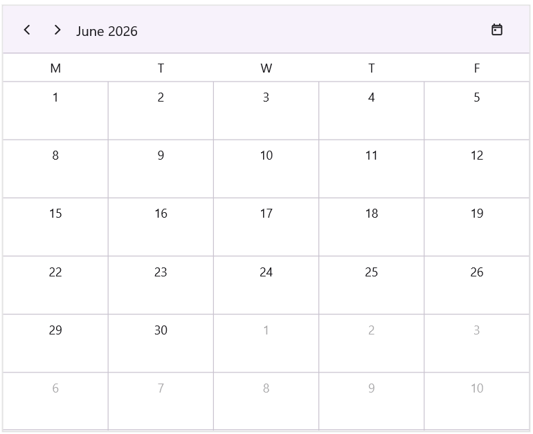 Nonworking days customization in month view in .NET MAUI Scheduler