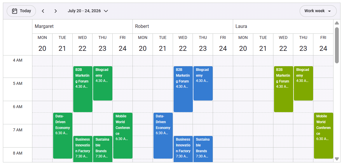 React Scheduler shared events