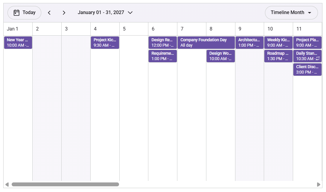 React Scheduler timeline view