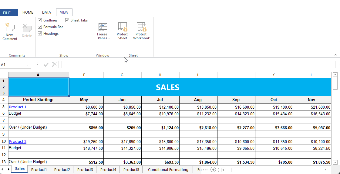 WinForms Spreadsheet Editor show or hide sheet tabs