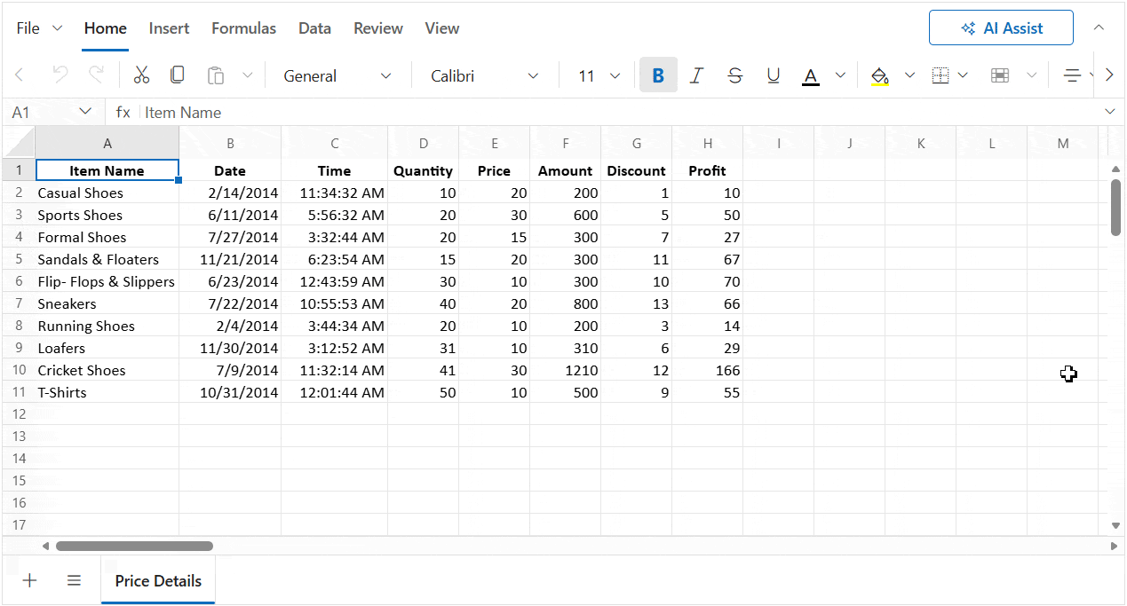Smart Spreadsheet AI Assist demo
