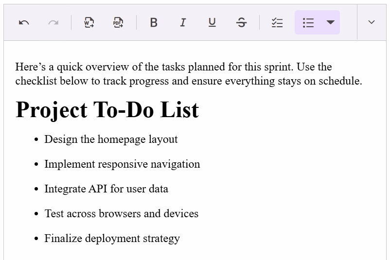 Vue Rich Text Editor checklist