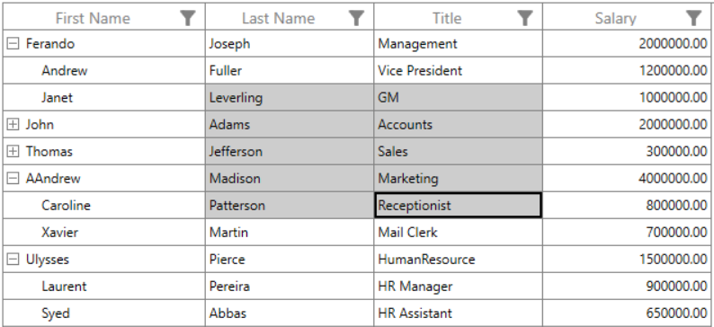 Cell selection in WPF TreeGrid